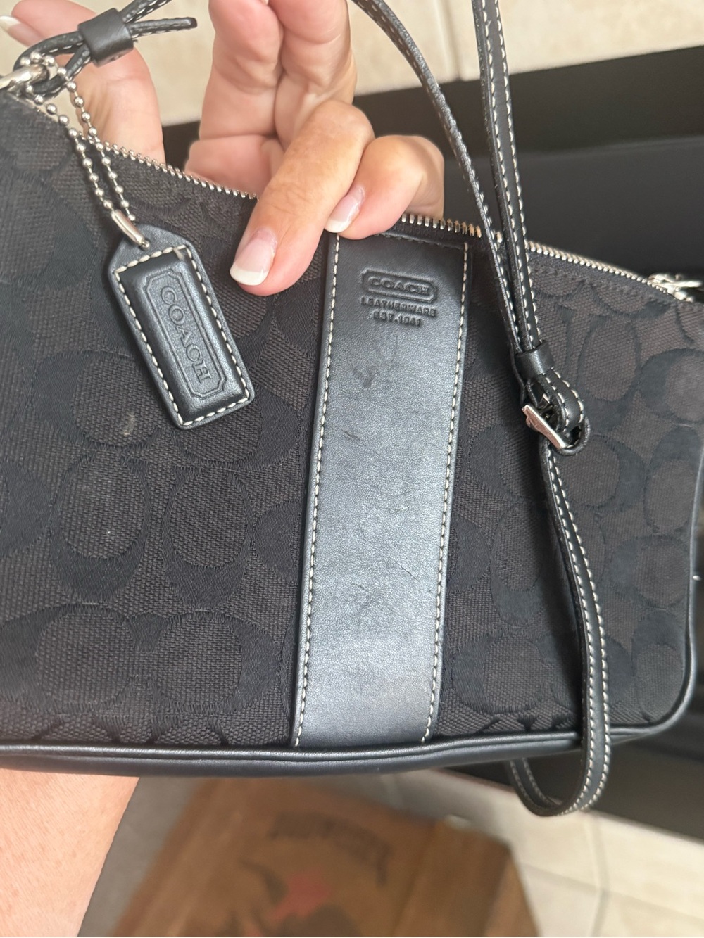 Coach Black Signature Canvas Wristlet - Picture 11 of 13
